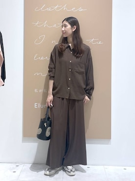「Elura（エルーラ）のHole digging bag/640659（ハンドバッグ、ブラック系）」を使った、まゆさん（レディース・167cm）の春コーディネート
