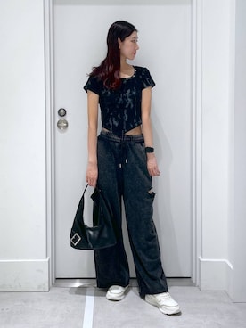 「アイテム（スウェットパンツ）」を使った、まゆさん（レディース・167cm）の夏コーディネート