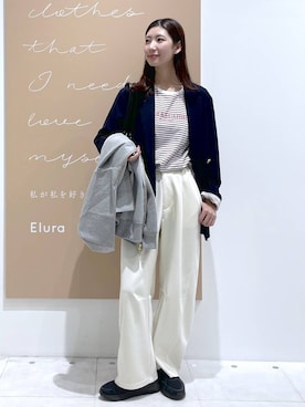 「Elura（エルーラ）の大人リュクスジップパーカー/590100（パーカー、グレー系）」を使った、まゆさん（レディース・167cm）の春コーディネート