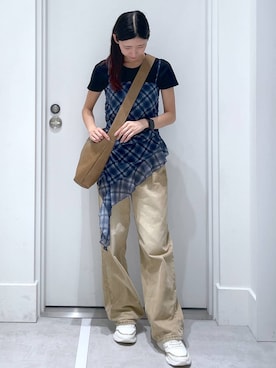 「アイテム（チュニック）」を使った、まゆさん（レディース・167cm）の夏コーディネート