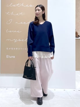 「Elura（エルーラ）の裾レースタンク/605388（タンクトップ、ホワイト系）」を使った、まゆさん（レディース・167cm）の春コーディネート