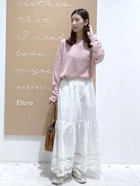 「Elura（エルーラ）の≪CEREMONY≫リュクスベルトバック/633009（ハンドバッグ、イエロー系）」を使った、まゆさん（レディース・167cm）の春コーディネート