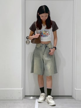 「アイテム（ソックス/靴下、グリーン系）」を使った、まゆさん（レディース・167cm）の夏コーディネート