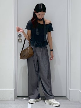 「FOREVER 21（フォーエバー トゥエンティーワン）のアイテム（スラックス）」を使った、まゆさん（レディース・167cm）の夏コーディネート