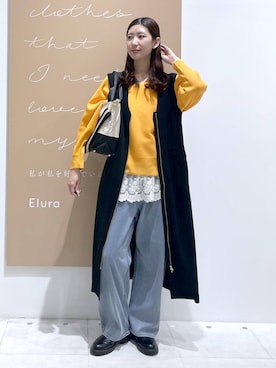 「Elura（エルーラ）の撥水ベルト2WAYトート/579691（トートバッグ、ベージュ系）」を使った、まゆさん（レディース・167cm）の春コーディネート