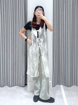 「アイテム（ベスト）」を使った、まゆさん（レディース・167cm）の夏コーディネート