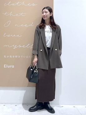 「Elura（エルーラ）のプリーツスカート/603718（スカート、ブラウン系）」を使った、まゆさん（レディース・167cm）の春コーディネート