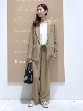 「Elura（エルーラ）のHole digging bag/640659（ハンドバッグ、ブラック系）」を使った、まゆさん（レディース・167cm）の春コーディネート