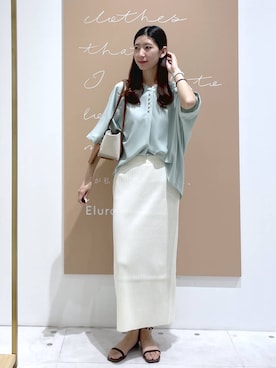 「Elura（エルーラ）の＜kakatoo＞ワイドコンビバック/633024（トートバッグ、ブラウン系）」を使った、まゆさん（レディース・167cm）の春コーディネート