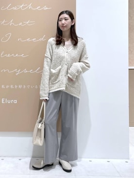 「Elura（エルーラ）の≪CEREMONY≫リュクスベルトバック/633009（ハンドバッグ、ホワイト系）」を使った、まゆさん（レディース・167cm）の春コーディネート