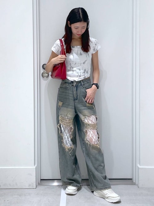 レイヤードレースダメージデニムパンツ レイヤードレースダメージデニムパンツ – ANDOR ONLINE
