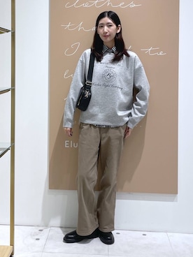 「Elura（エルーラ）のアイロンいらずレギュラーシャツ/1067304（シャツ/ブラウス、その他）」を使った、まゆさん（レディース・167cm）の秋コーディネート