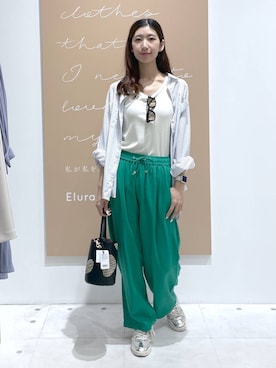 「Elura（エルーラ）の裾レースタンク/605388（タンクトップ、ホワイト系）」を使った、まゆさん（レディース・167cm）の春コーディネート