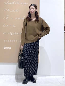 「Elura（エルーラ）のプリーツスカート/603718（スカート、ブラック系）」を使った、まゆさん（レディース・167cm）の春コーディネート