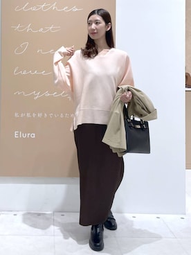 「Elura（エルーラ）のプリーツスカート/603718（スカート、ブラウン系）」を使った、まゆさん（レディース・167cm）の春コーディネート