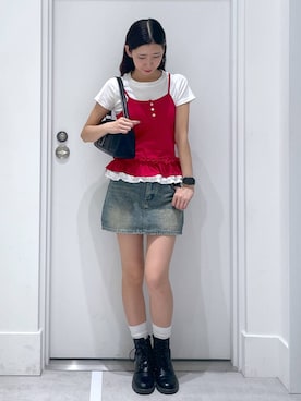 「アイテム（デニムスカート）」を使った、まゆさん（レディース・167cm）の夏コーディネート