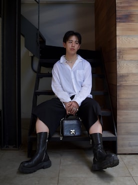 「アイテム（スラックス）」を使った、To-kiさん（メンズ・175cm・10代）の夏コーディネート