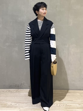 「アイテム（オールインワン・サロペット）」を使った、takedaさん（レディース・154cm・40代）の秋コーディネート