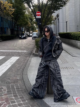「XEN0S のアイテム（トップス、ブラック系）」を使った、3zikxさん（メンズ・167cm）の夏コーディネート
