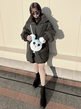 「LAKOLE（ラコレ）のアイテム（ブーツ）」を使った、ArisAさん（レディース・164cm）の冬コーディネート