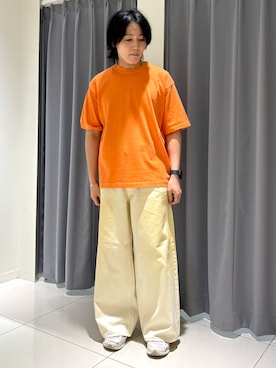 「SENSE OF PLACE by URBAN RESEARCH(センスオブプレイスバイアーバンリサーチ)のヴィンテージライクデニムワイドパンツ(デニムパンツ、ホワイト系)」を使った、koukiさん(メンズ・171cm)の夏コーディネート