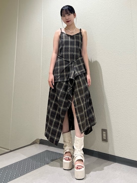 「アイテム（ピアス（両耳用）、ホワイト系）」を使った、田中愛生さん（レディース・158cm）の夏コーディネート