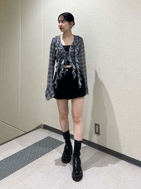 「EMODA（エモダ）のアイテム（キャミソール）」を使った、田中愛生さん（レディース・158cm）の夏コーディネート