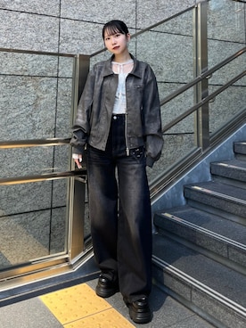 「EMODA（エモダ）のアイテム（キャミソール）」を使った、田中愛生さん（レディース・158cm）の秋コーディネート