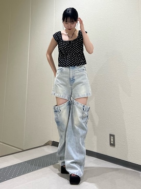 「EMODA」｜田中愛生さん（レディース・158cm）の夏コーディネート
