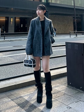 「EMODA（エモダ）のアイテム（ニット/セーター）」を使った、田中愛生さん（レディース・158cm）の秋コーディネート