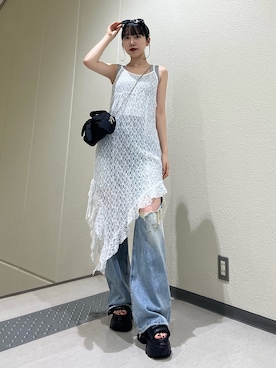 「EMODA」｜「アイテム（ワンピース/ドレス）」を使った、田中愛生さん（レディース・158cm）の夏コーディネート
