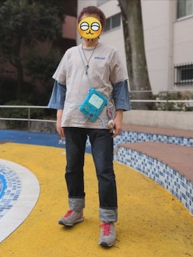 「PUNYUS（プニュズ）のアイテム」を使った、ねむりねむりさん（メンズ・168cm）の春コーディネート