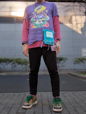 「PUNYUS（プニュズ）のアイテム」を使った、ねむりねむりさん（メンズ・168cm）の春コーディネート
