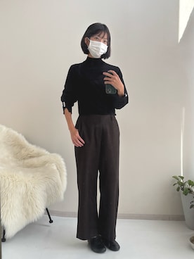 「アイテム（スーツパンツ）」を使った、makiさん（レディース・169cm）の冬コーディネート