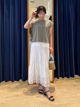 「MICO COULIER（ミコクリエ）のアイテム」を使った、tomonaさん（レディース・159cm）の夏コーディネート