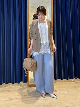 「アイテム（ダウンジャケット/コート）」を使った、tomonaさん（レディース・159cm）の夏コーディネート