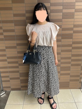 「Aラインスカート」｜「アイテム（サンダル）」を使った、miさん（レディース・164cm）の夏コーディネート