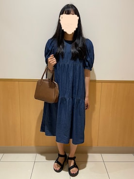 「ひざ丈ワンピース」｜みさん（レディース・164cm）の夏コーディネート