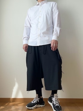 「Handmade（ハンドメイド）のアイテム（シャツ/ブラウス、ホワイト系）」を使った、kazuya__sasakiさん（メンズ・180cm）の春コーディネート