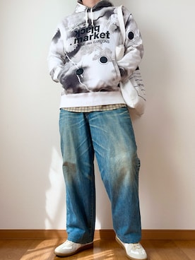 「COMME des GARCONS（コムデギャルソン）のアイテム（パーカー、ホワイト系）」を使った、kazuya__sasakiさん（メンズ・180cm）の春コーディネート