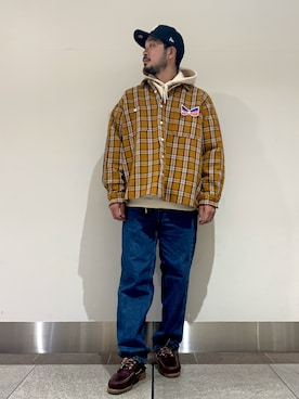 「アイテム（モカシン/デッキシューズ、ブラウン系）」を使った、JAMさん（メンズ・176cm）の秋コーディネート