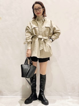 「earth music&ecology（アースミュージックアンドエコロジー）のアイテム（その他アウター）」を使った、MAMIさん（レディース・155cm）の春コーディネート