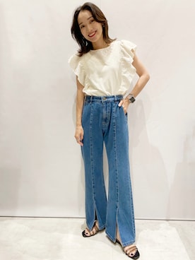 「フレアデニム」｜「アイテム（その他）」を使った、MAMIさん（レディース・155cm）の春コーディネート