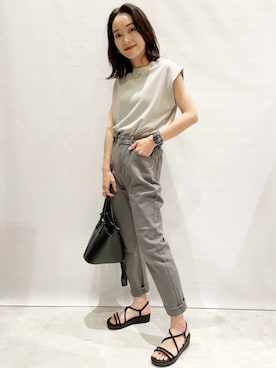 「ごきげんウィーク」｜「アイテム（Tシャツ/カットソー）」を使った、MAMIさん（レディース・155cm）の春コーディネート
