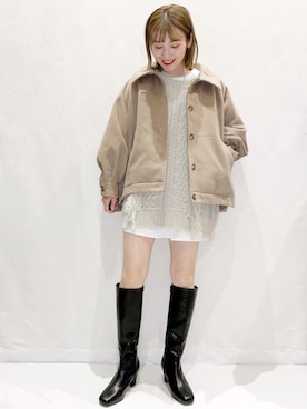 「SLURR（スラ―）のアイテム（ブルゾン）」を使った、MAMIさん（レディース・155cm）の夏コーディネート