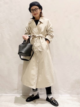 「ママファッション」｜「アイテム（トレンチコート）」を使った、MAMIさん（レディース・155cm）の春コーディネート