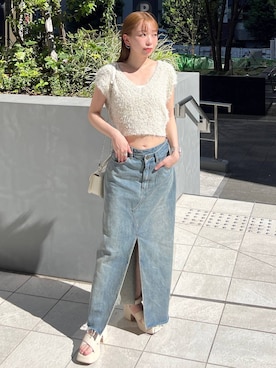 「Heather（ヘザー）のアイテム（ベスト）」を使った、みさっきーさん（レディース・154cm）の夏コーディネート