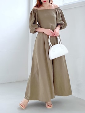 「バルーン袖」｜「アイテム（ワンピース/ドレス）」を使った、みさっきーさん（レディース・154cm）の春コーディネート