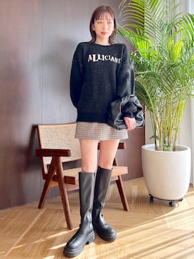 「へザー」｜「アイテム（ブーツ）」を使った、みさっきーさん（レディース・154cm）の秋コーディネート