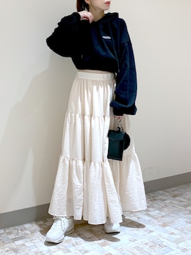 「ティアードスカート」｜「アイテム（財布/小物）」を使った、みさっきーさん（レディース・154cm）の夏コーディネート